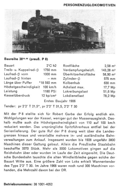 Kurzbeschreibeung der P8 - Baureihe 38.10