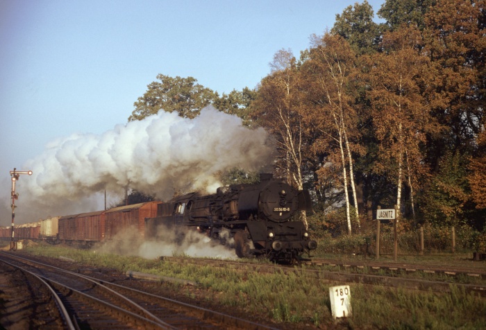 50 3610 mit Dg 53803 Durchfahrt Jasnitz, 31.10.1984