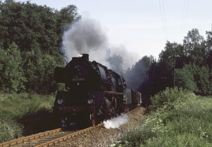 50 3536 mit Gz an der Einfahrt von Großvoigtsberg, 18.06.1982