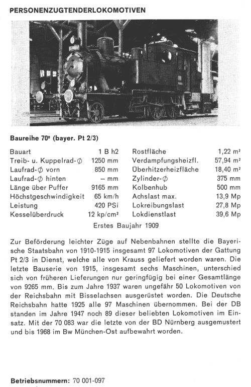 Kurzbeschreibung Baureihe 70.0, bayerische Pt 2/3