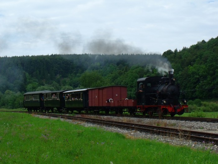 WN 12 trifft mit Zug P 3 in Sägmühle ein, um 13:29h am 03.08.2014