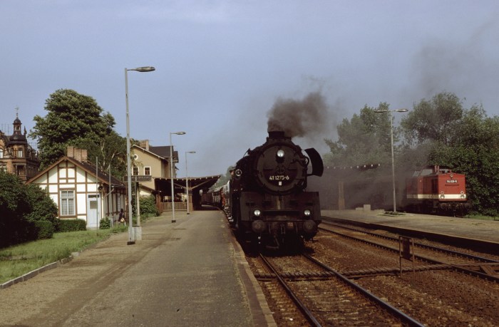 41 1273 mit Dg in Rudolstadt Pbf, 30.05.1985