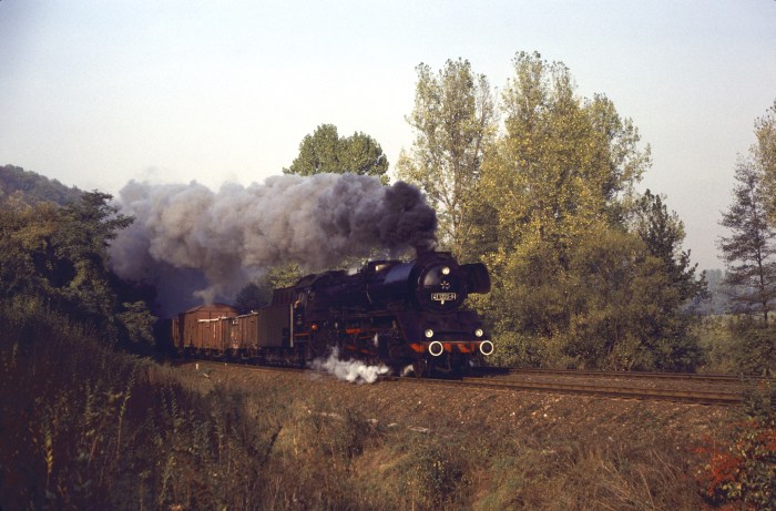 41 1225 Güterzug ->Saalfeld, vor Zeutsch, 25.10.1985