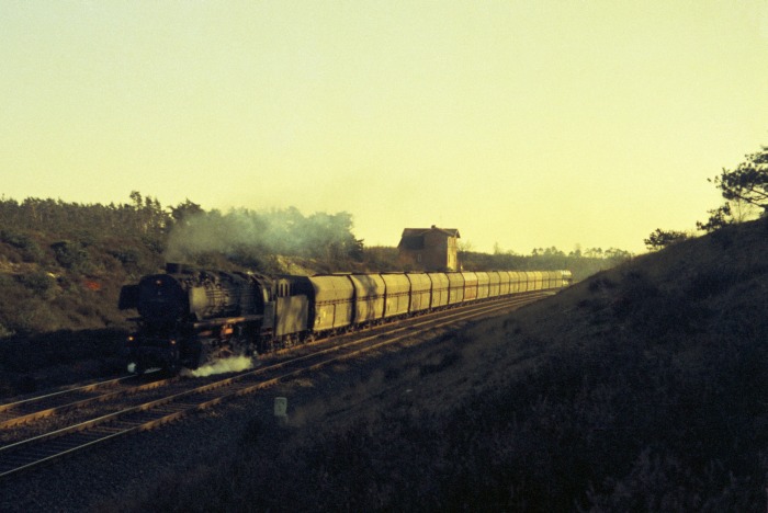 044 669 mit Güterzug nach Emden im Lathener Einschnitt, am 21.03.1975