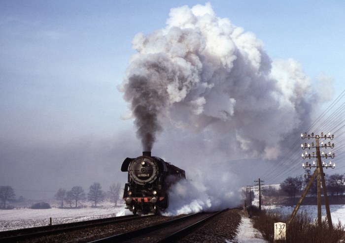 44 0324 Güterzug Steigung hinter Saalfeld, am 31.01.1981