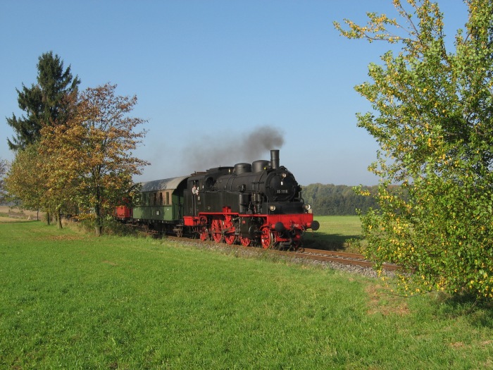 75 1118 mit Zug →Gerstetten hinter Waldhausen, am 07.10.2007