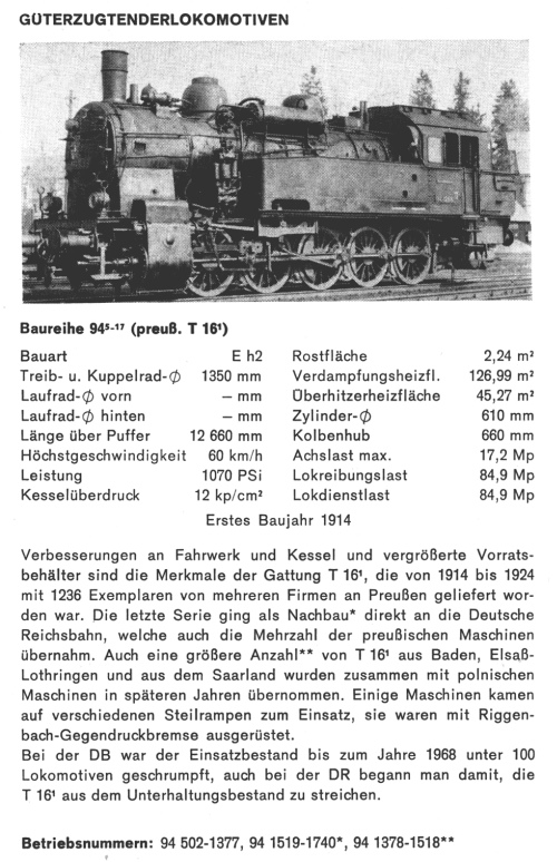 Kurzbeschreibung Baureihe 94.5 (preuß. T16.1)