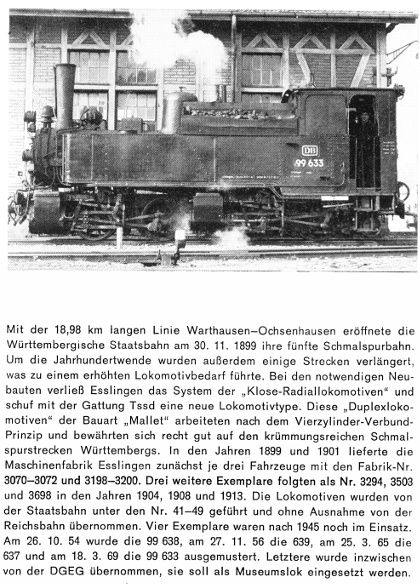 Kurzbeschreibung der Baureihe 99.63 - württ. Tssd - Teil 2
