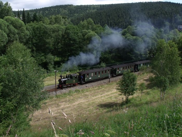 No 54 mit Zug Nr.11 hinter Ausfahrt Schmalzgrube, um 11:25h am 23.07.2011