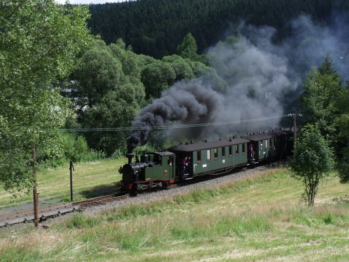 No 54 mit Zug Nr.11 hinter Ausfahrt Schmalzgrube, um 11:29h am 24.07.2011
