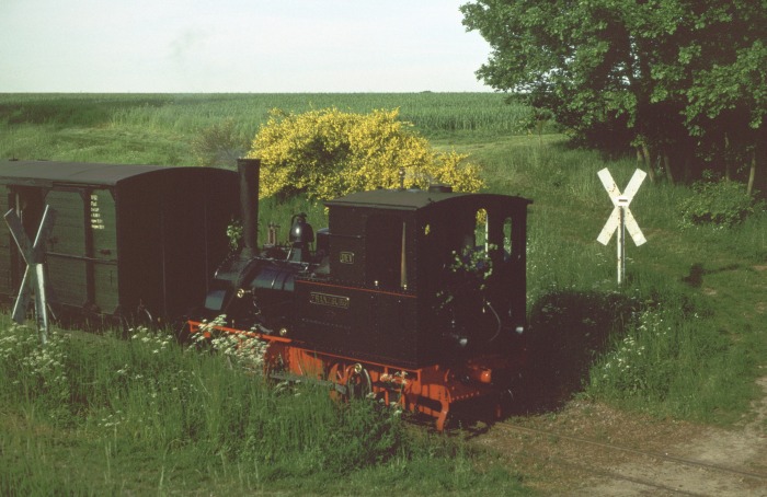 FRANZBURG Tv kommt abwärts gefahren mit dem leeren Zug aus “Orpheus- Express” kurz vorm Vilser Holz, um 8:15h am 30.05.2004