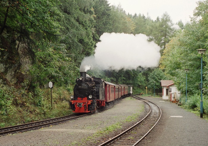 99 6101 mit Planzug 8903 in Steinerne Renne, 01.10.1995